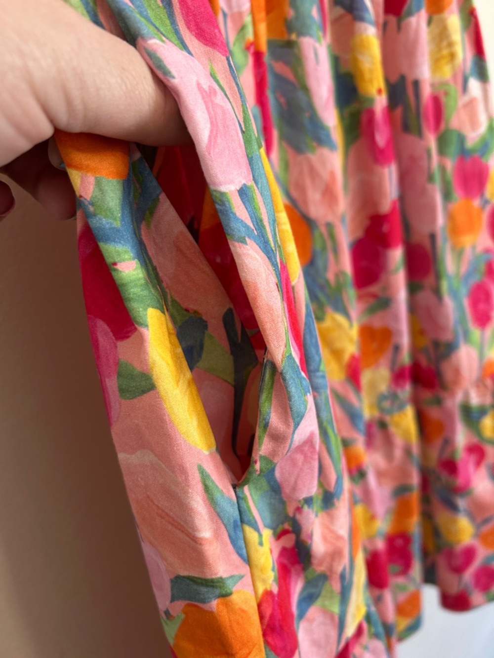 Polagram Pink Floral Tiered Midi Dress with Multicolor Tulip Print - Picture 5 of 8